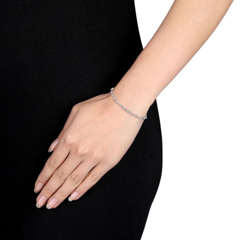 3.5MM Polished Paperclip Chain Bracelet in Sterling Silver, 7.5"