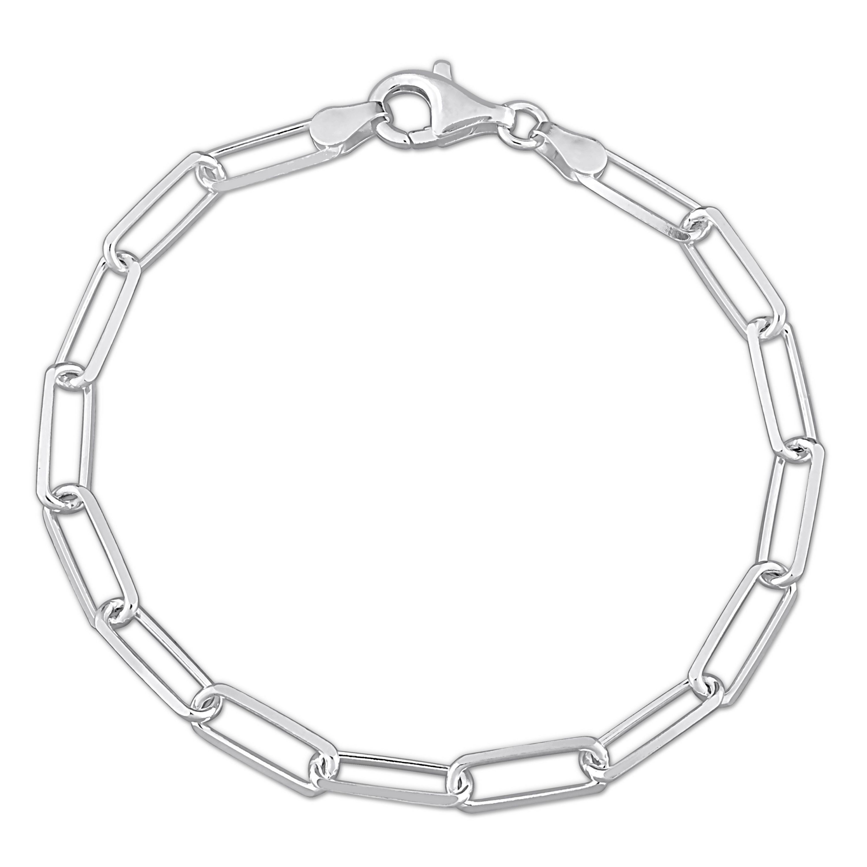 5MM Diamond Cut Paperclip Chain Bracelet in Sterling Silver, 7.5"