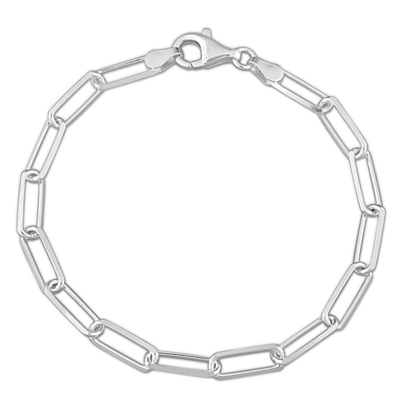 5MM Diamond Cut Paperclip Chain Bracelet in Sterling Silver, 7.5"