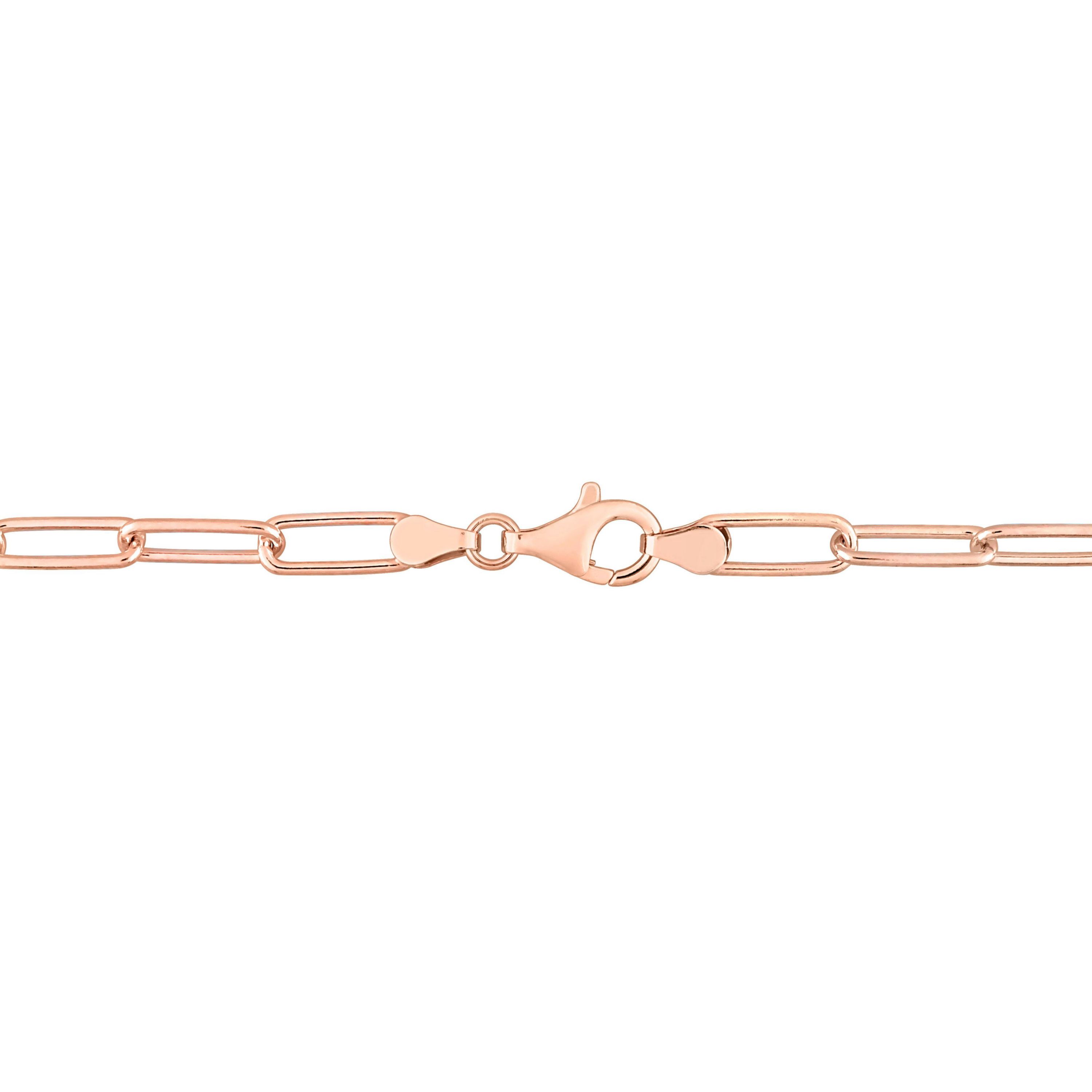 5MM Polished Paperclip Chain Bracelet in 18k Rose Gold Plated Sterling Silver, 7.5"