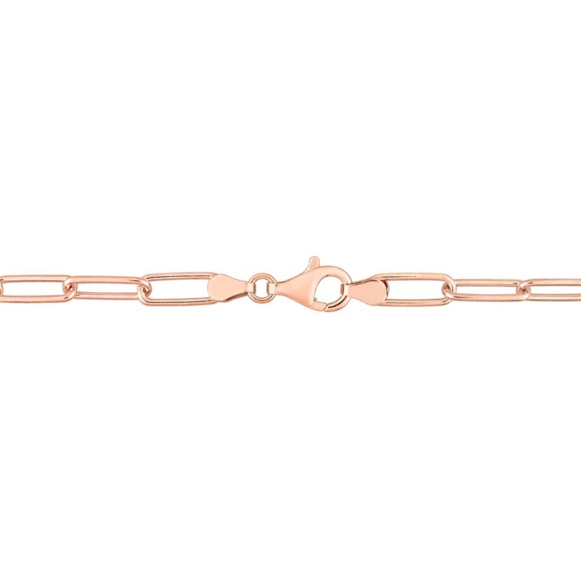 5MM Polished Paperclip Chain Bracelet in 18k Rose Gold Plated Sterling Silver, 7.5"