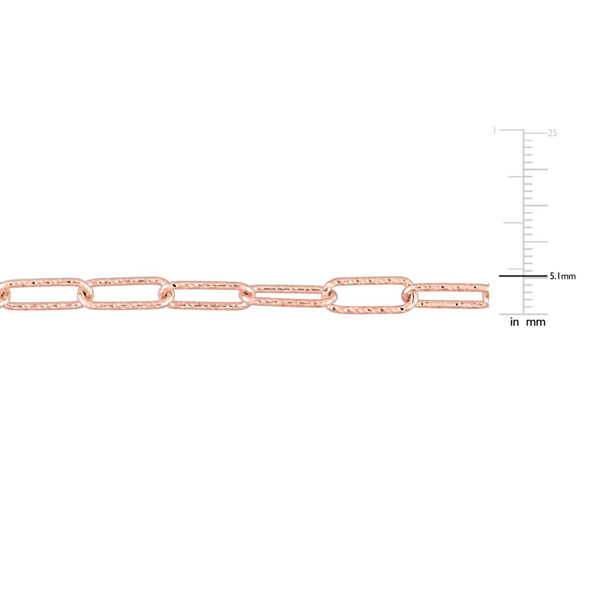 5MM Fancy Paperclip Chain Bracelet in 18k Rose Gold Plated Sterling Silver, 7.5"