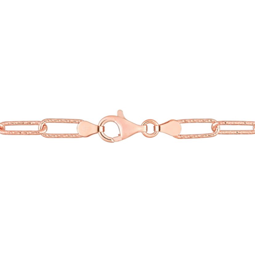 5MM Fancy Paperclip Chain Bracelet in 18k Rose Gold Plated Sterling Silver, 7.5"