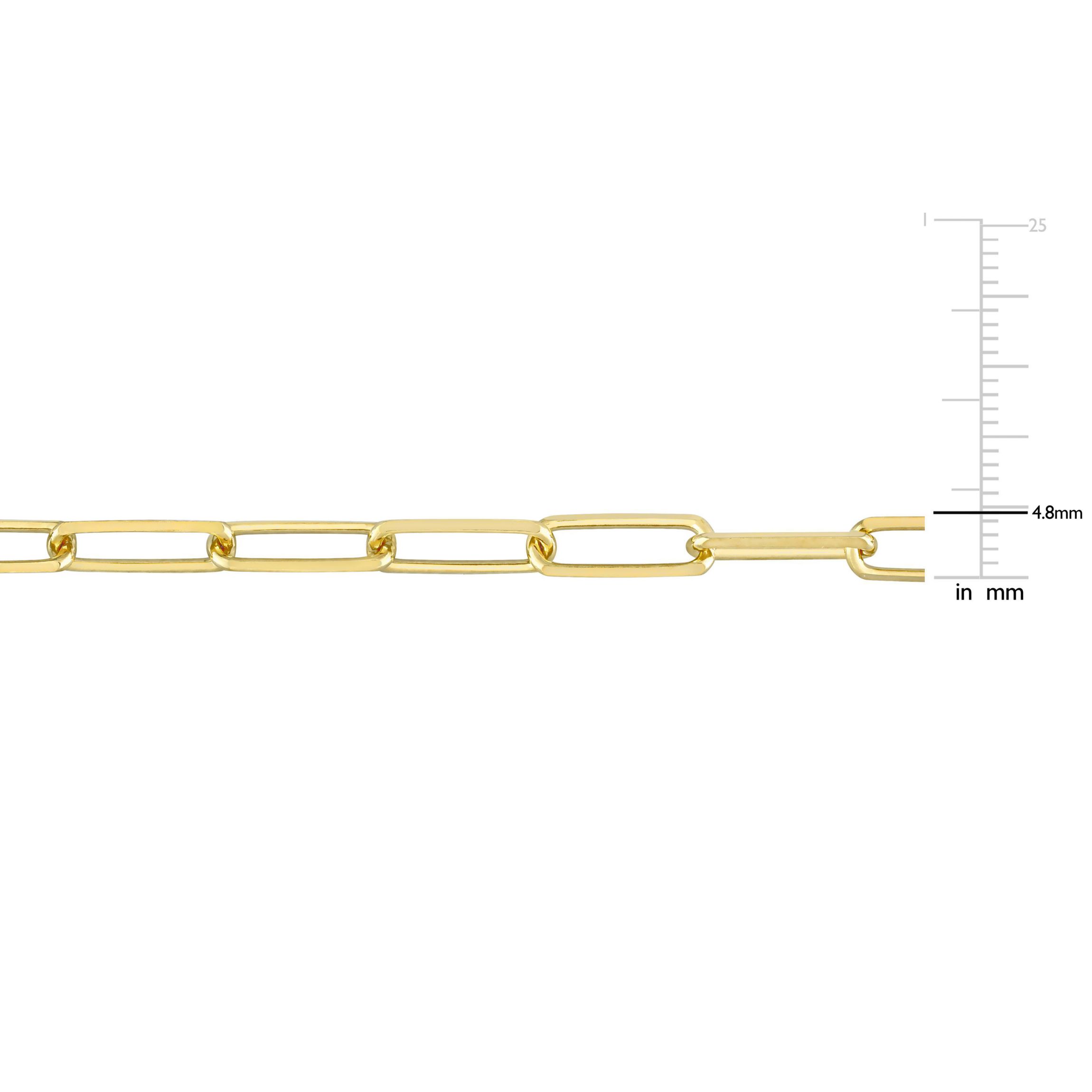 5MM Diamond Cut Paperclip Chain Bracelet in 18k Yellow Gold Plated Sterling Silver, 9"