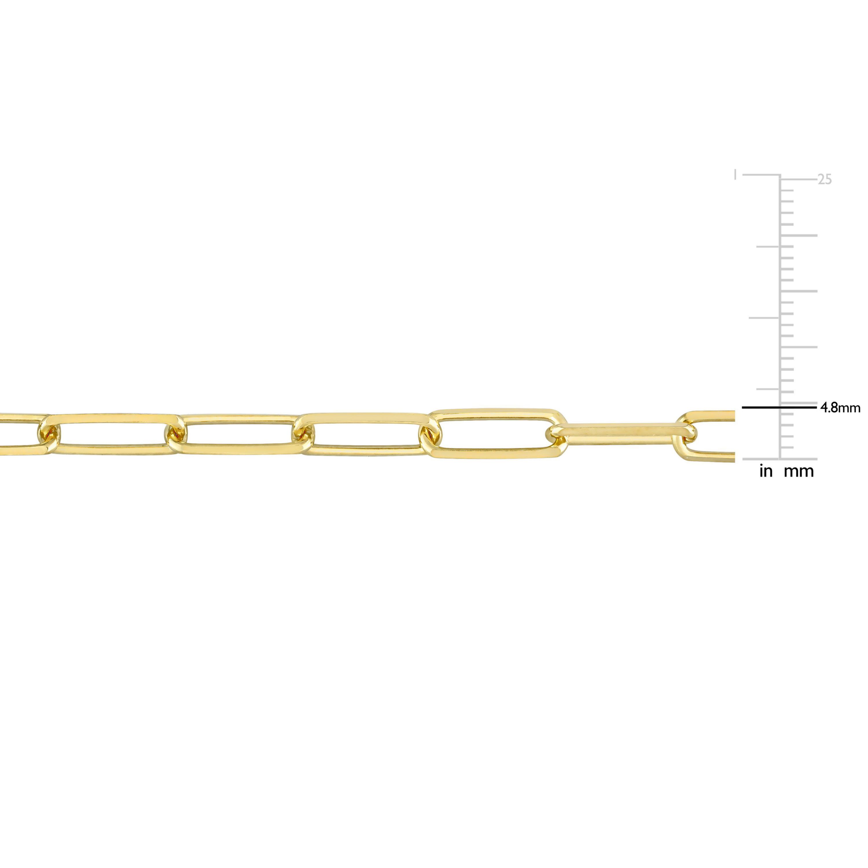 5MM Diamond Cut Paperclip Chain Bracelet in 18k Yellow Gold Plated Sterling Silver, 9"