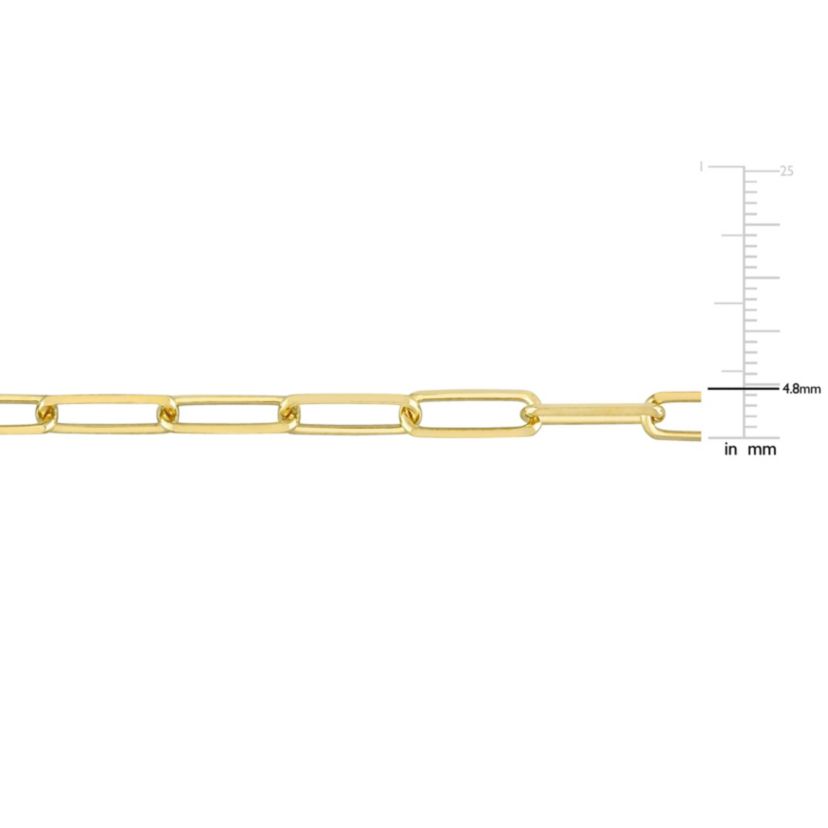 5MM Diamond Cut Paperclip Chain Bracelet in 18k Yellow Gold Plated Sterling Silver, 9"