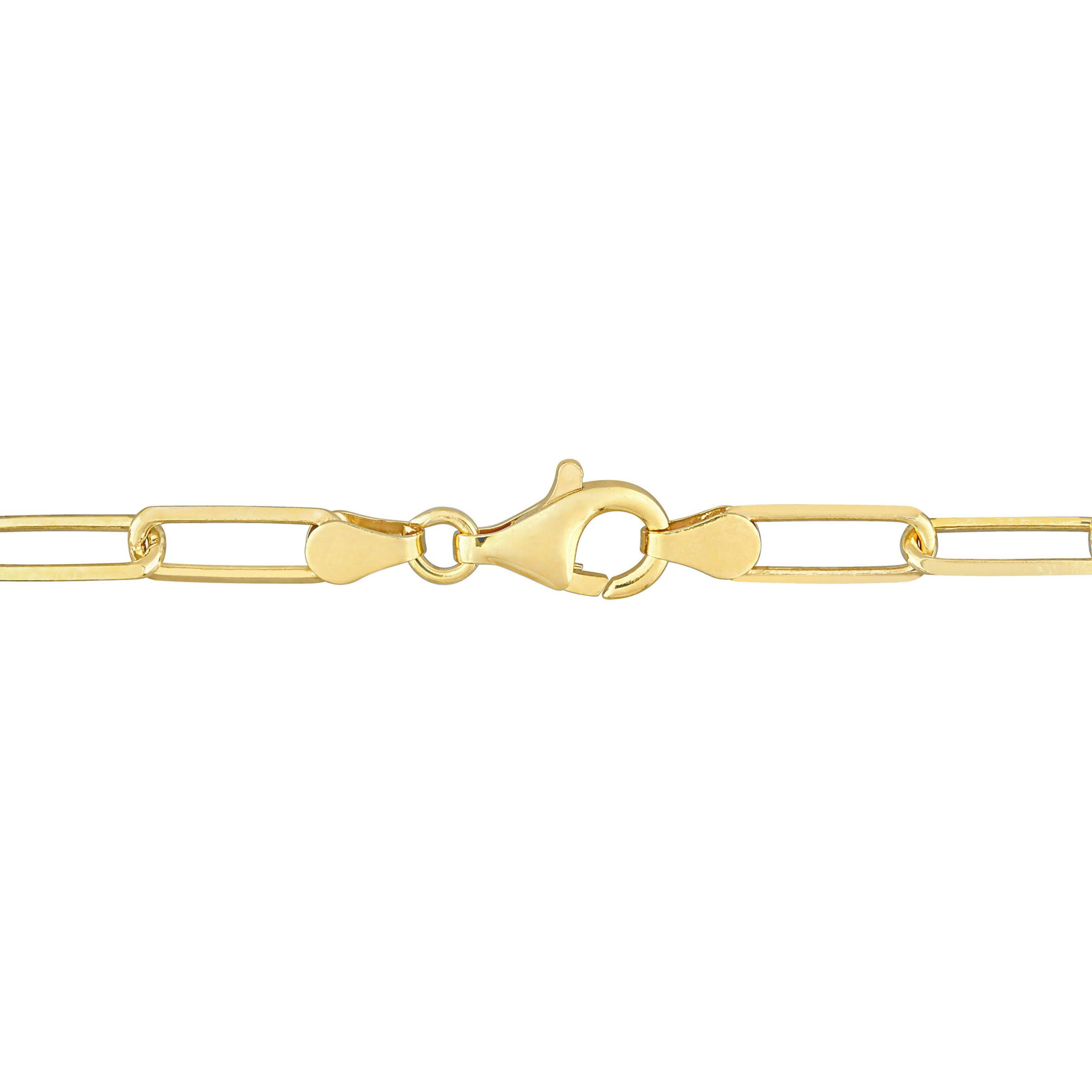 5MM Diamond Cut Paperclip Chain Bracelet in 18k Yellow Gold Plated Sterling Silver, 9"
