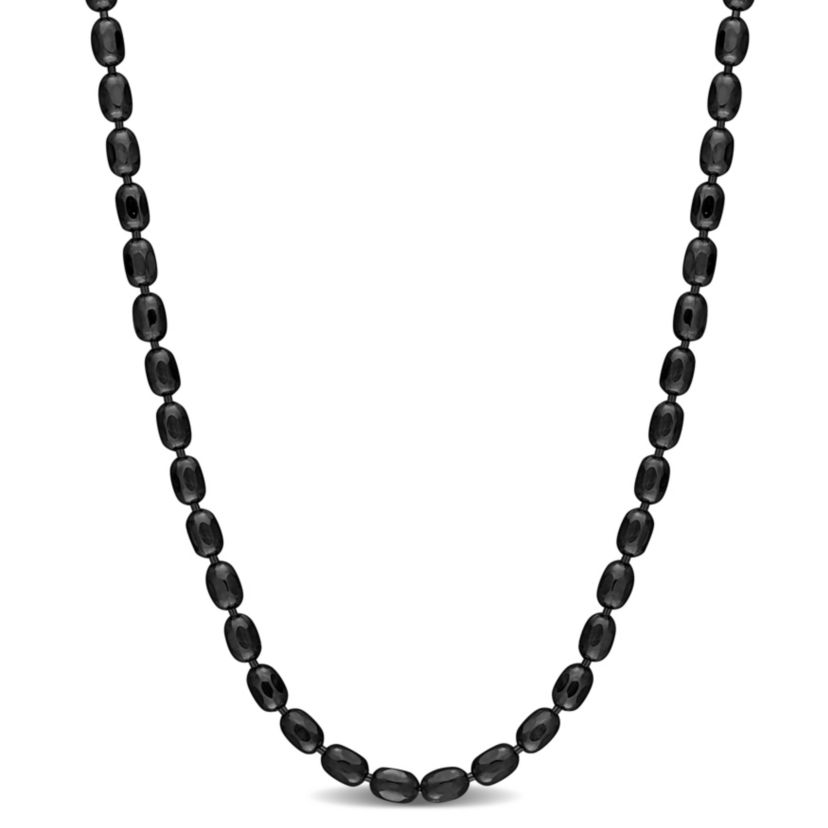 Oval Ball Chain Necklace in Black Plated Sterling Silver, 16"