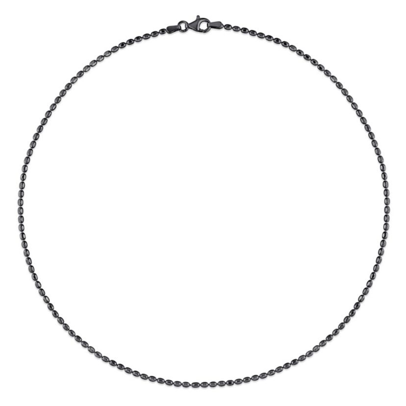 Oval Ball Chain Necklace in Black Plated Sterling Silver, 16"
