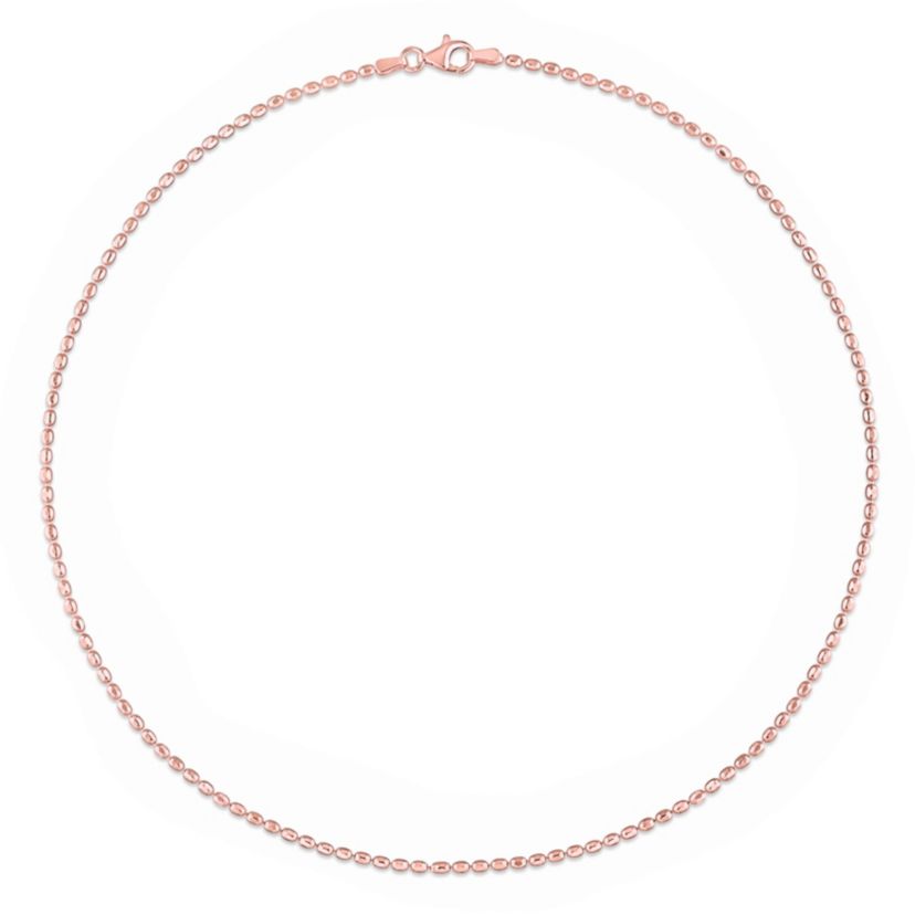 Oval Ball Chain Necklace in 18k Rose Gold Plated Sterling Silver, 16"