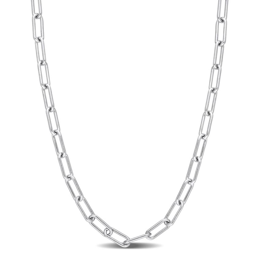 3.5MM Polished Paperclip Chain Necklace in Sterling Silver, 24"