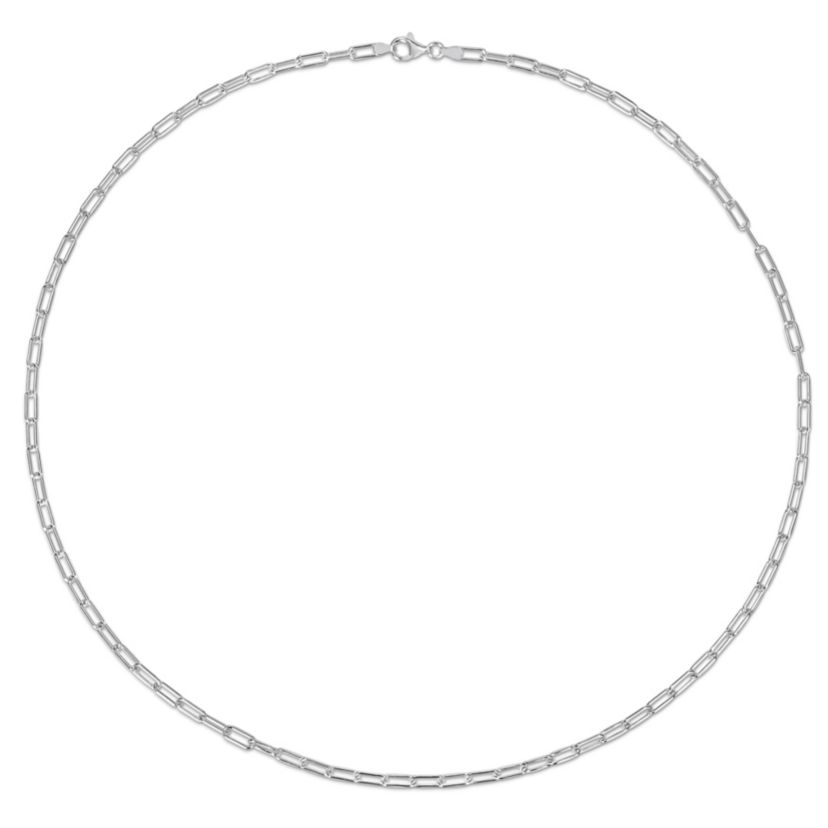 3.5MM Polished Paperclip Chain Necklace in Sterling Silver, 24"