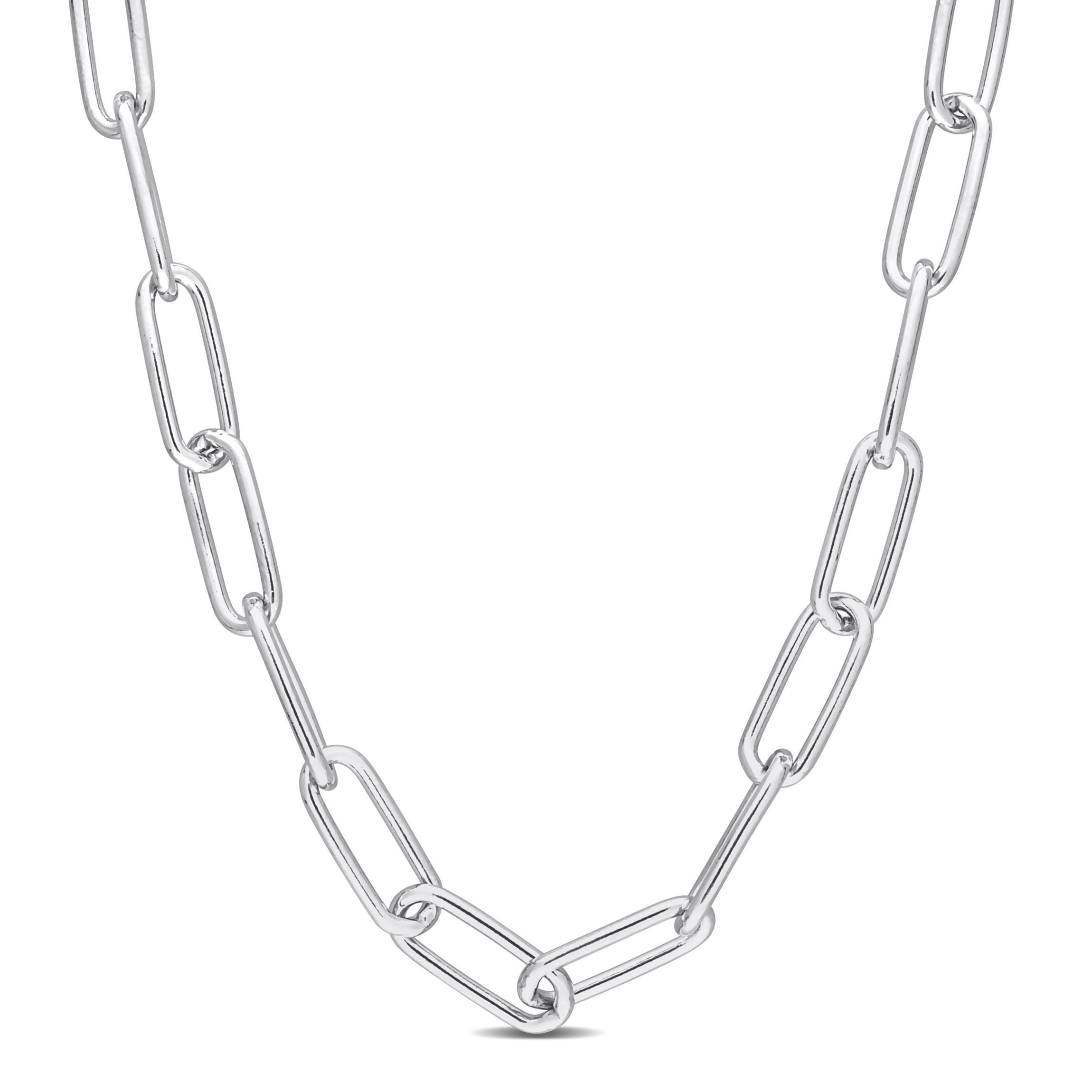 6MM Polished Paperclip Chain Necklace in Sterling Silver, 16"
