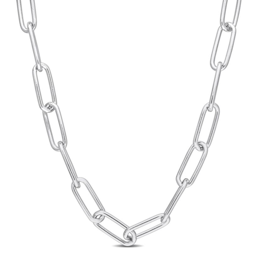 6MM Polished Paperclip Chain Necklace in Sterling Silver, 16"