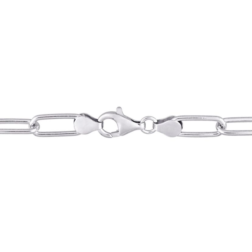 6MM Polished Paperclip Chain Necklace in Sterling Silver, 16"