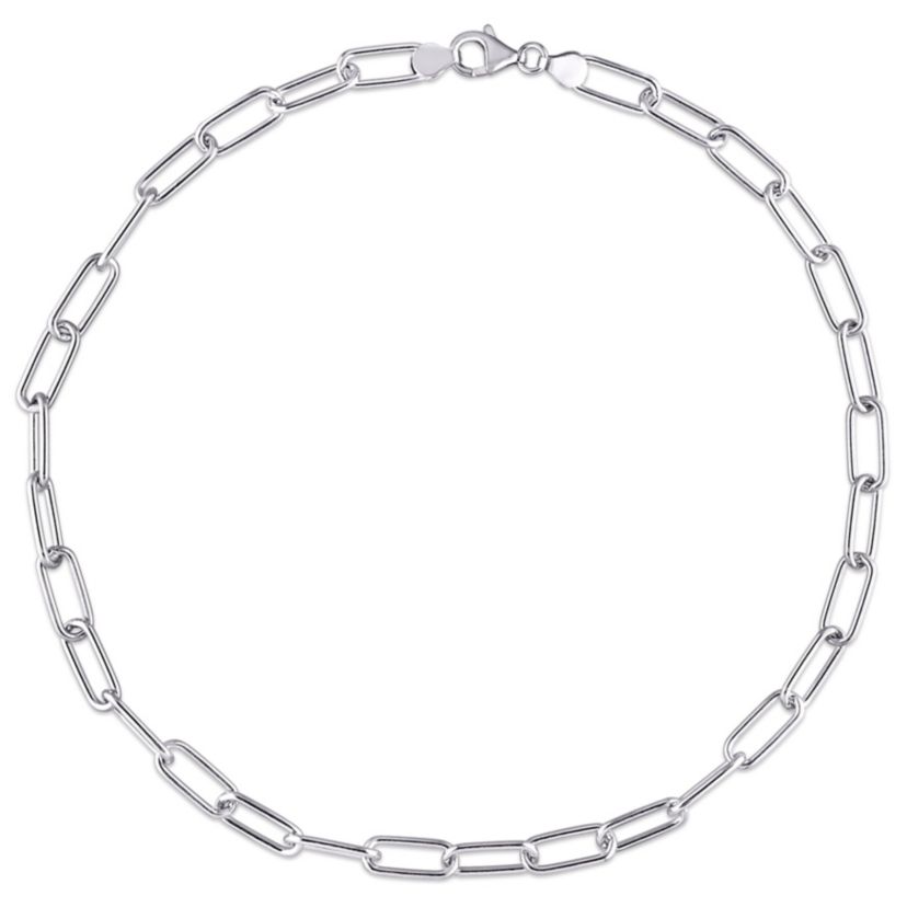 6MM Polished Paperclip Chain Necklace in Sterling Silver, 16"