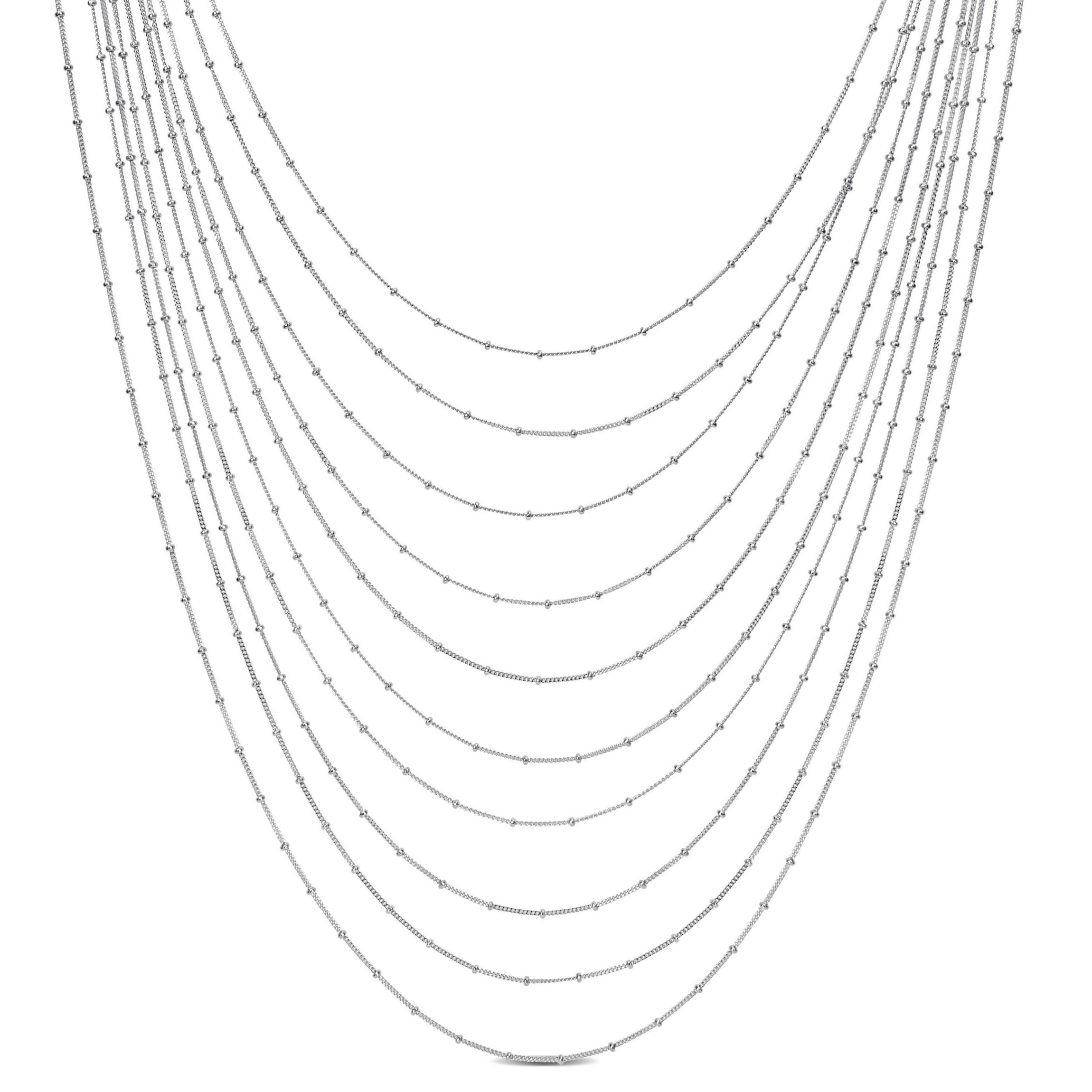 Multi-Strand Chain Necklace in Sterling Silver, 16"