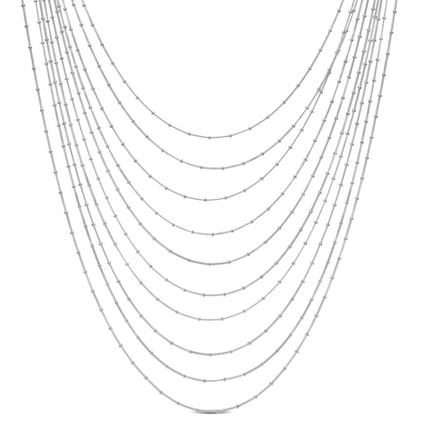 Multi-Strand Chain Necklace in Sterling Silver, 16"