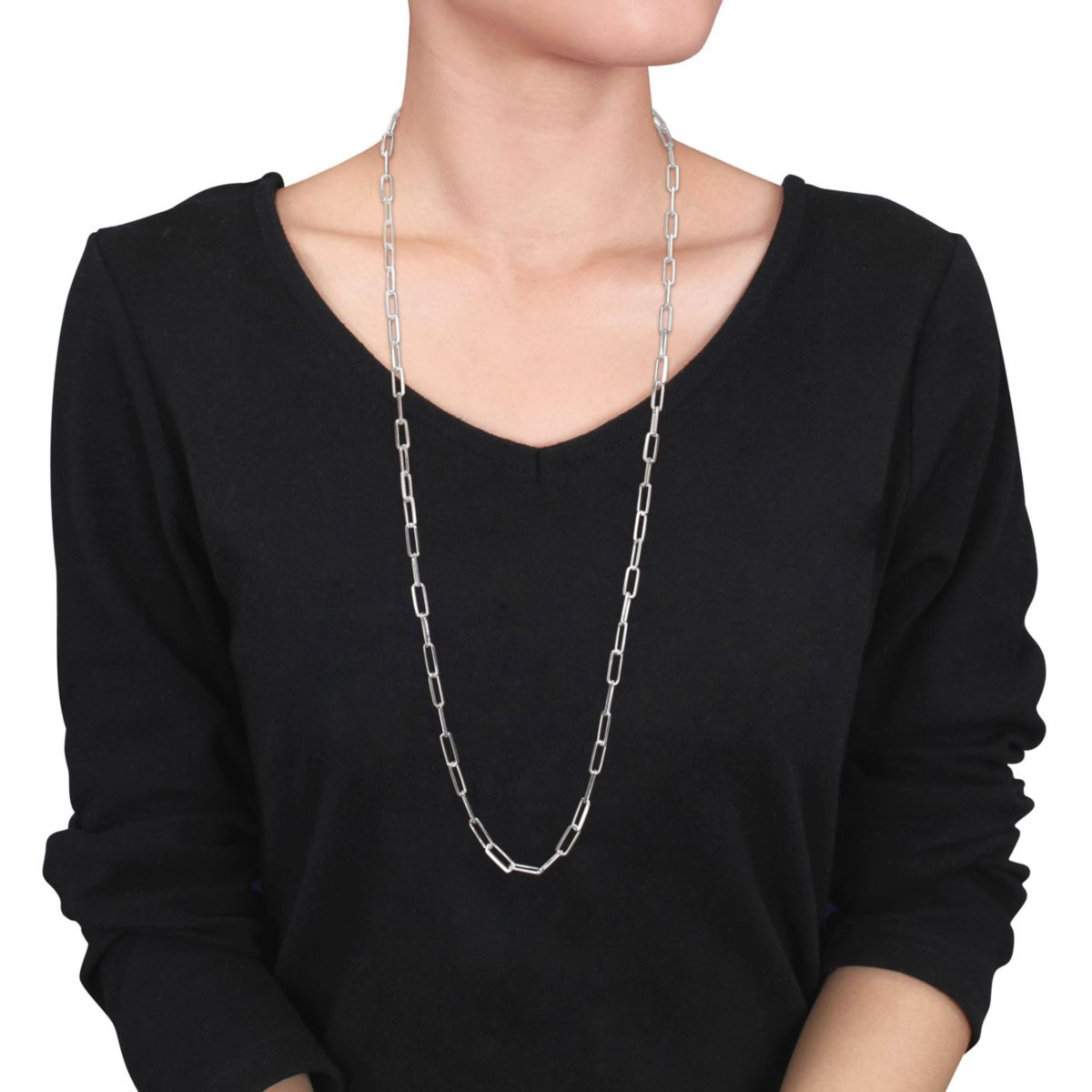 5MM Diamond Cut Paperclip Chain Necklace in Sterling Silver, 32"