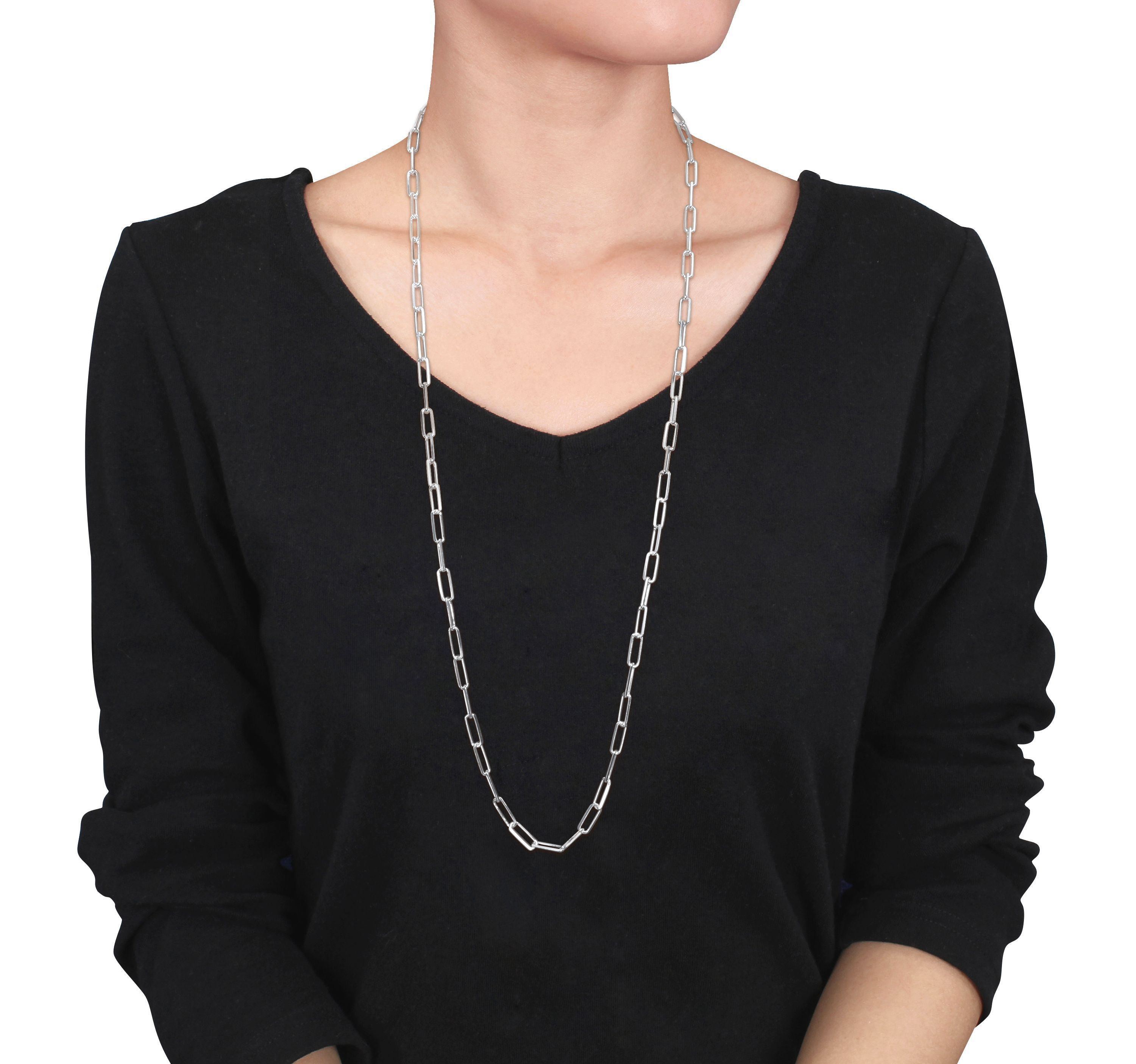 5MM Diamond Cut Paperclip Chain Necklace in Sterling Silver, 32"