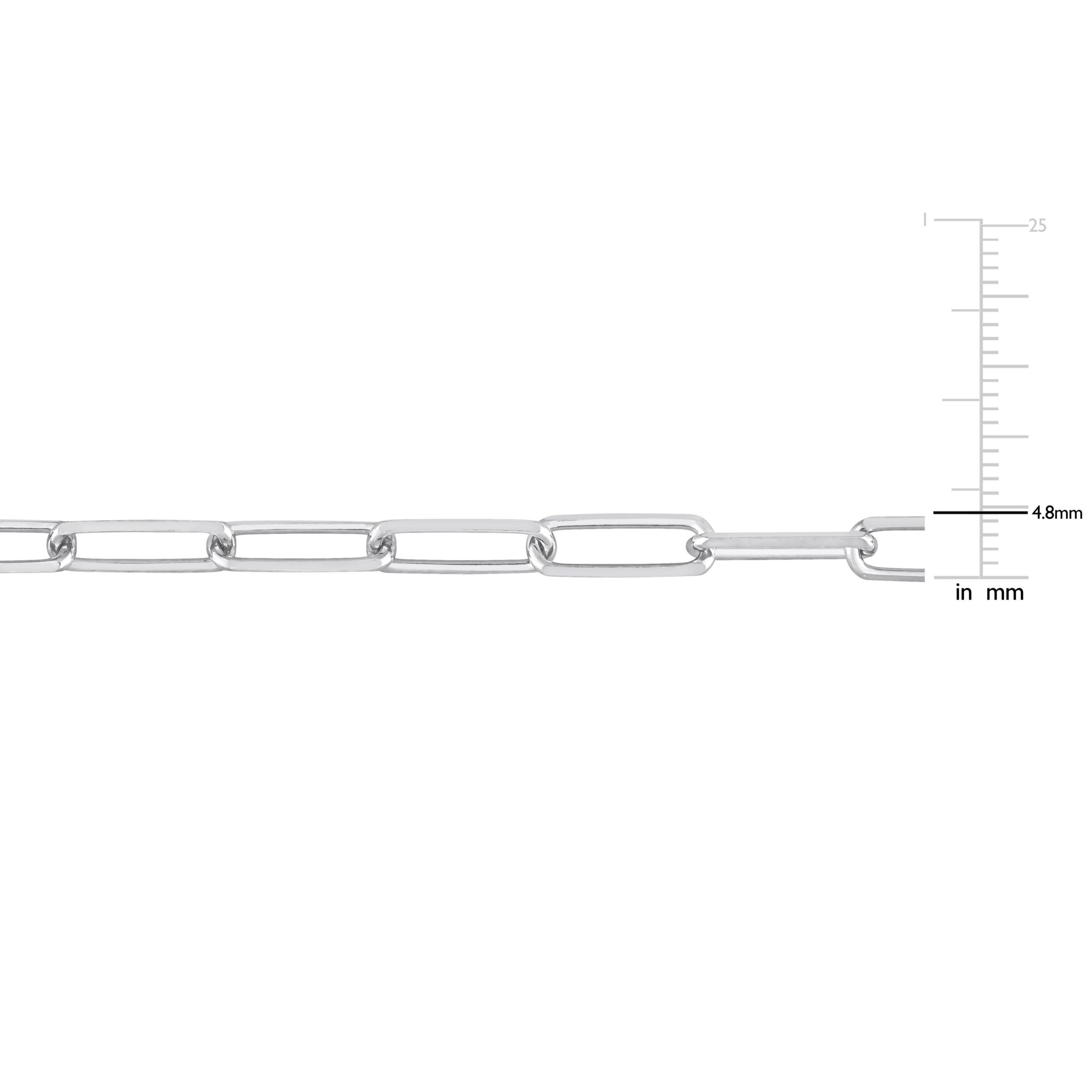 5MM Diamond Cut Paperclip Chain Necklace in Sterling Silver, 32"