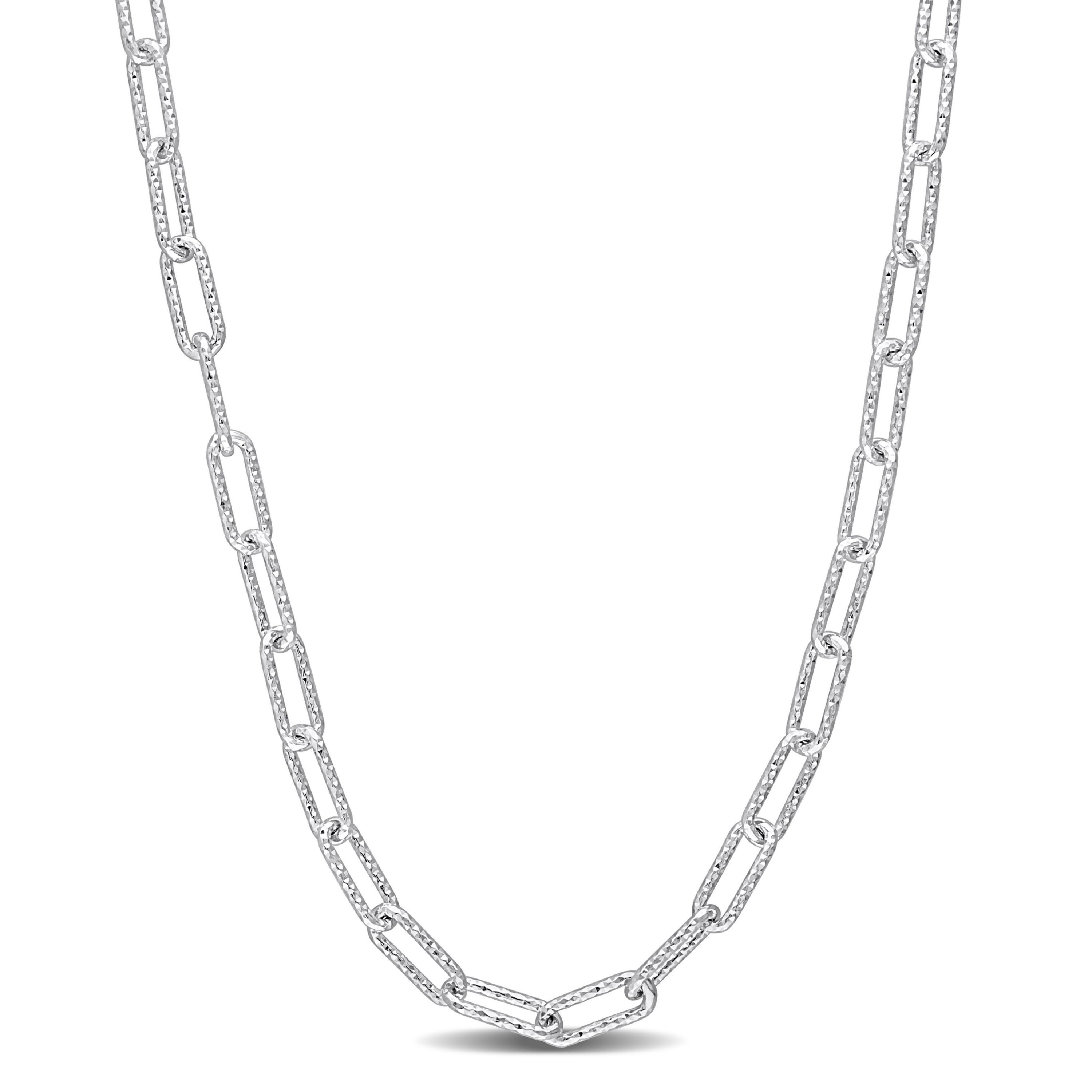 3.5MM Fancy Paperclip Chain Necklace in Sterling Silver, 20"