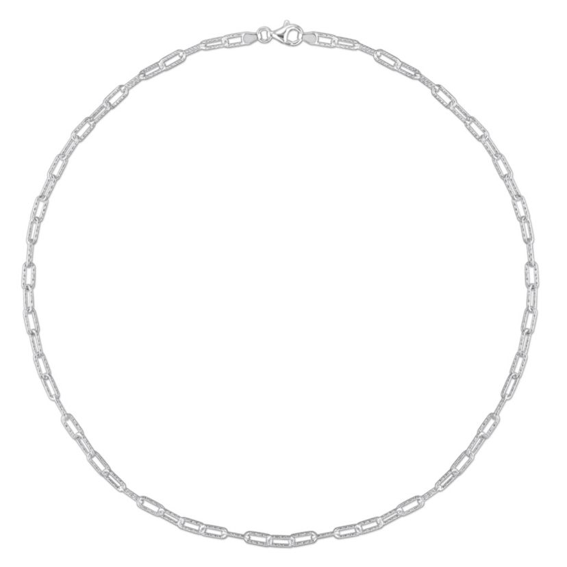 3.5MM Fancy Paperclip Chain Necklace in Sterling Silver, 20"
