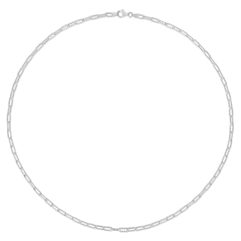 3.5MM Fancy Paperclip Chain Necklace in Sterling Silver, 24"