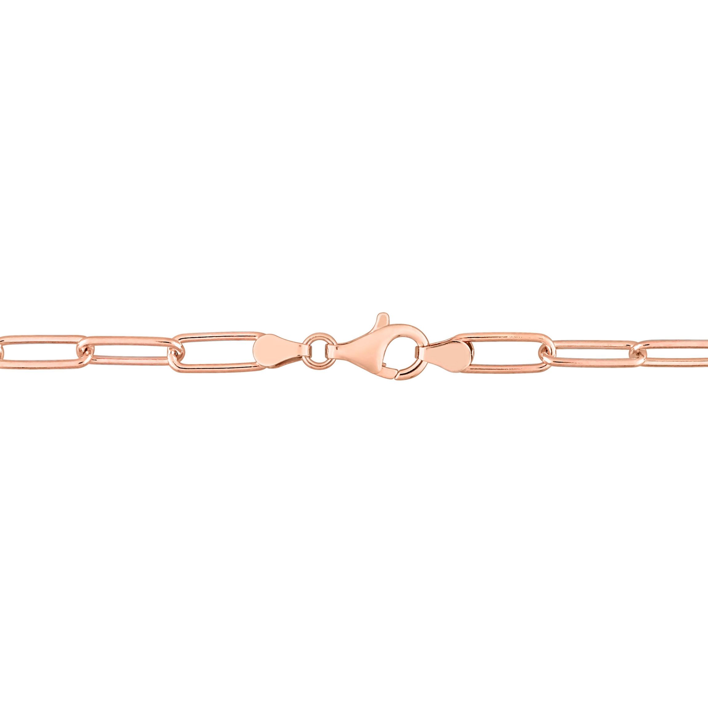5MM Polished Paperclip Chain Necklace in 18k Rose Gold Plated Sterling Silver, 16"