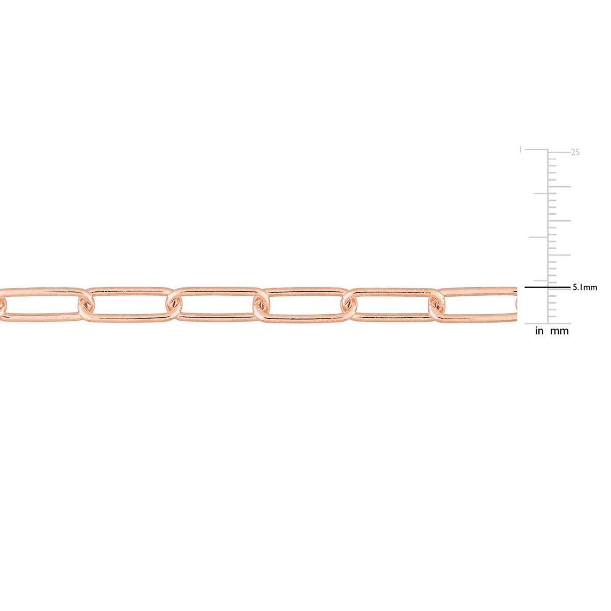 5MM Polished Paperclip Chain Necklace in 18k Rose Gold Plated Sterling Silver, 20"