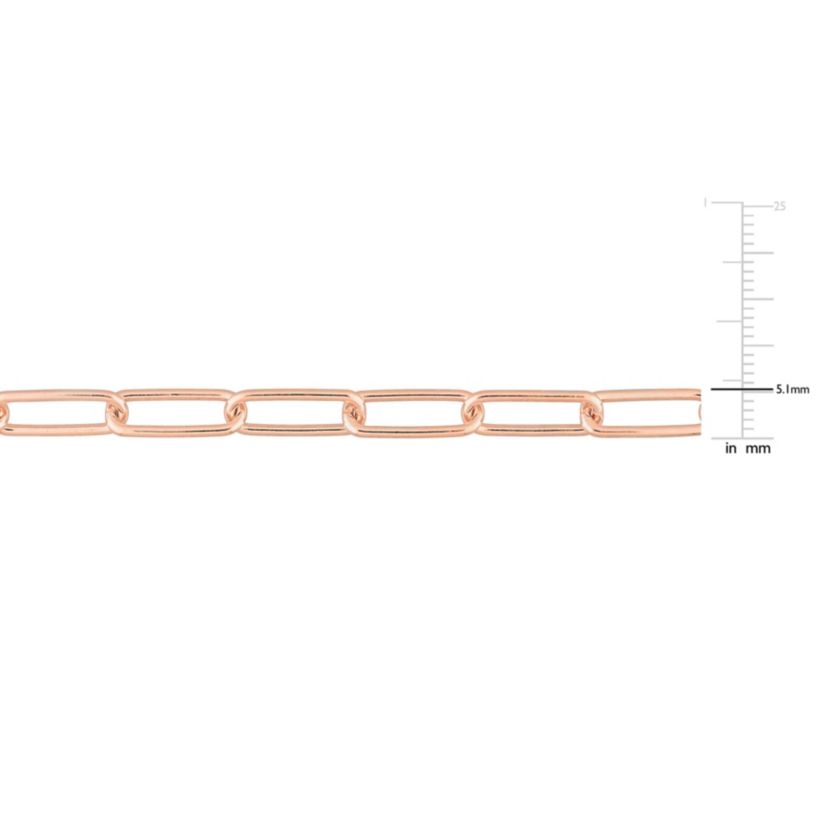 5MM Polished Paperclip Chain Necklace in 18k Rose Gold Plated Sterling Silver, 20"