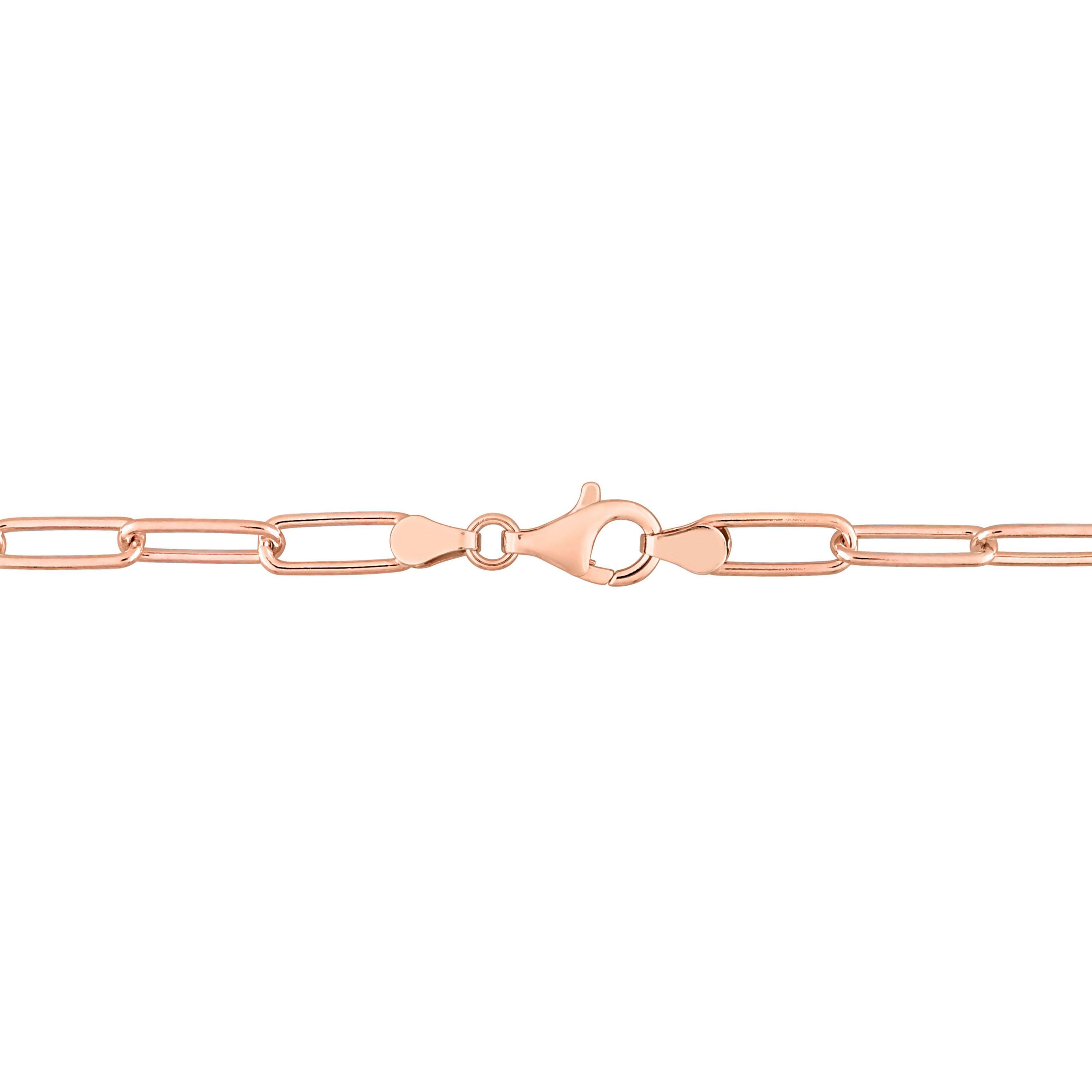 5MM Polished Paperclip Chain Necklace in 18k Rose Gold Plated Sterling Silver, 20"