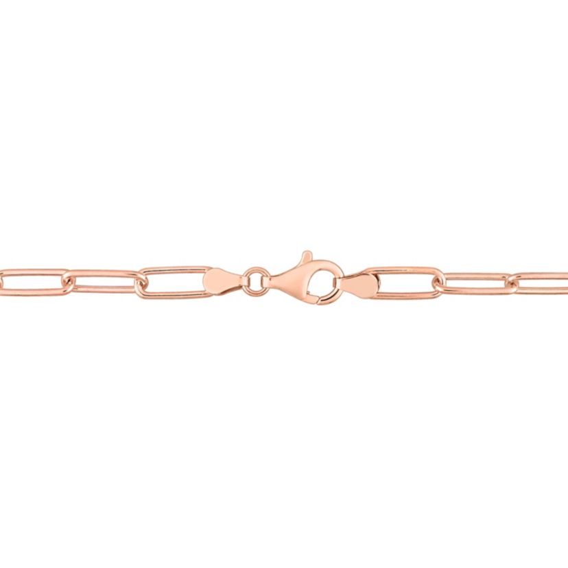 5MM Polished Paperclip Chain Necklace in 18k Rose Gold Plated Sterling Silver, 20"