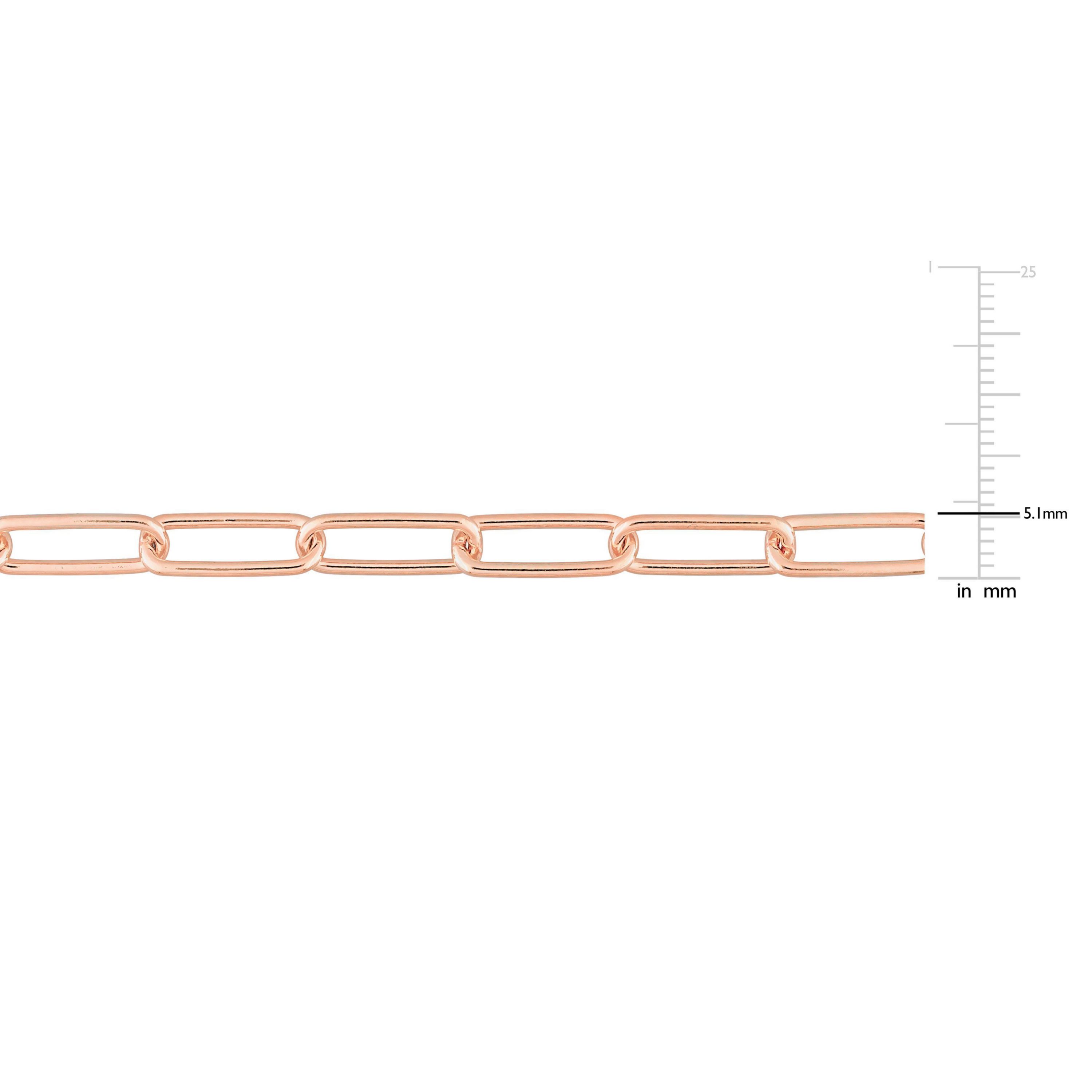 5MM Polished Paperclip Chain Necklace in 18k Rose Gold Plated Sterling Silver, 24"