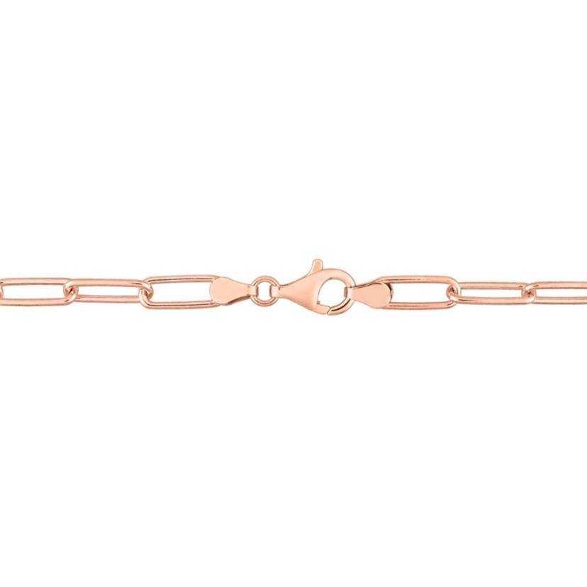 5MM Polished Paperclip Chain Necklace in 18k Rose Gold Plated Sterling Silver, 24"