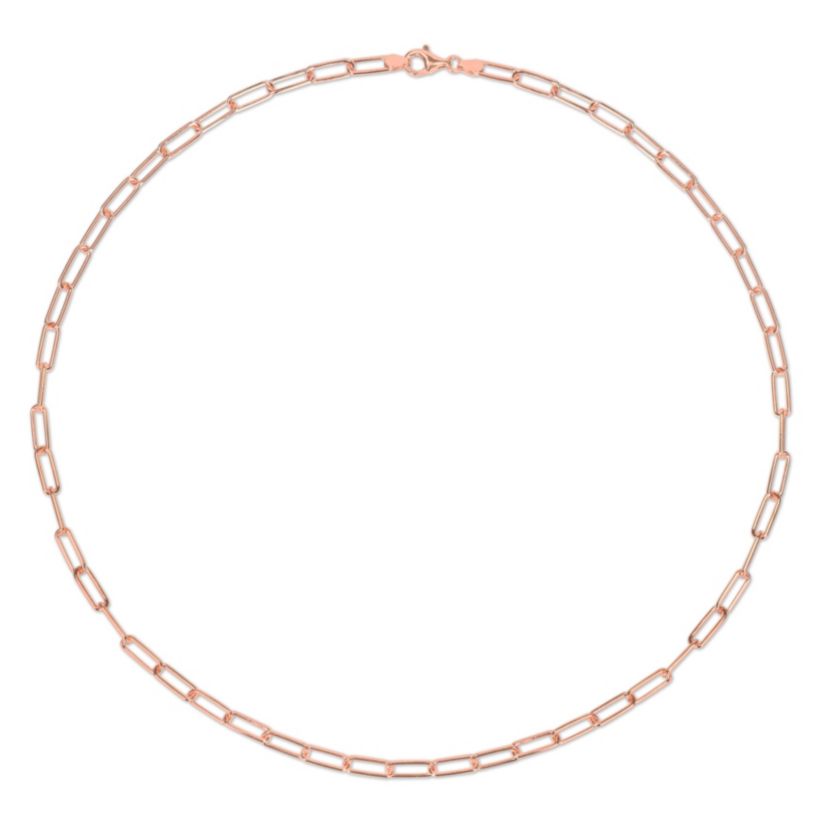 5MM Polished Paperclip Chain Necklace in 18k Rose Gold Plated Sterling Silver, 24"