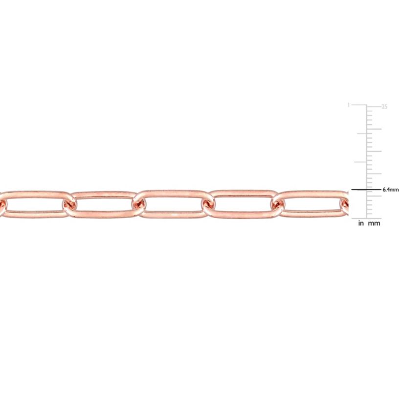 6MM Polished Paperclip Chain Necklace in 18k Rose Gold Plated Sterling Silver, 16"