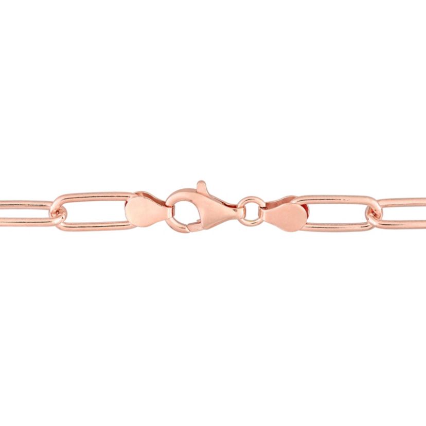 6MM Polished Paperclip Chain Necklace in 18k Rose Gold Plated Sterling Silver, 16"