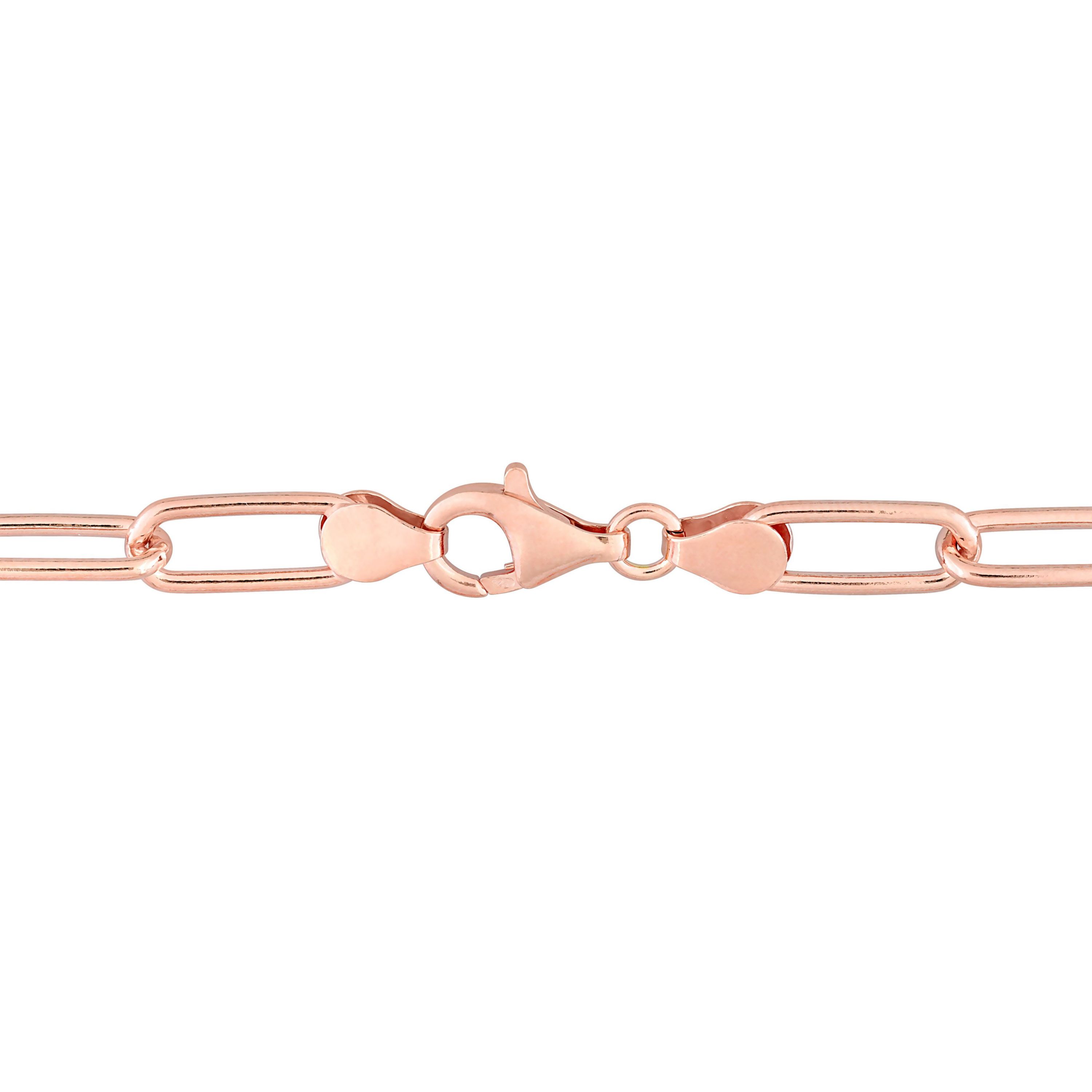 6MM Polished Paperclip Chain Necklace in 18k Rose Gold Plated Sterling Silver, 24"