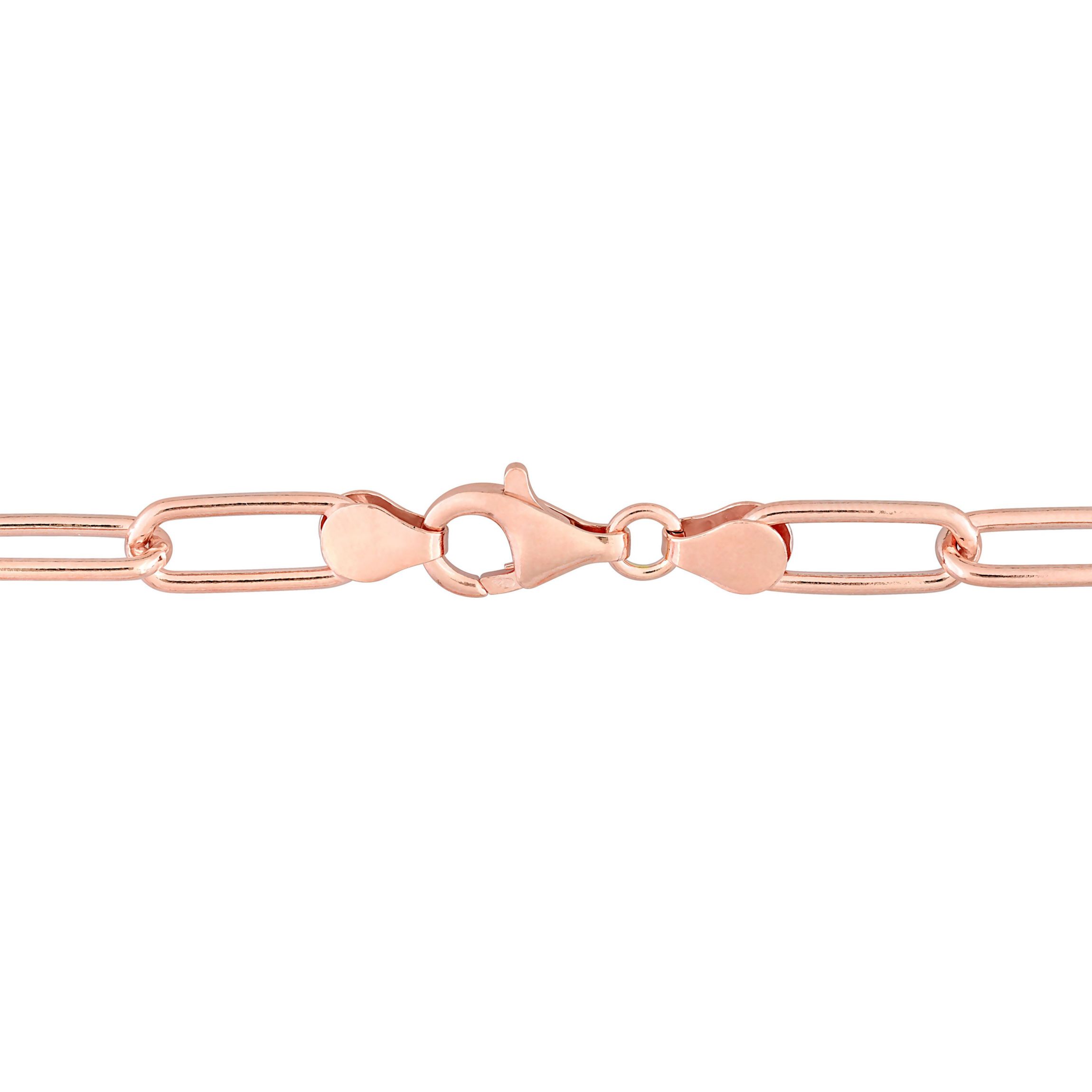6MM Polished Paperclip Chain Necklace in 18k Rose Gold Plated Sterling Silver, 32"