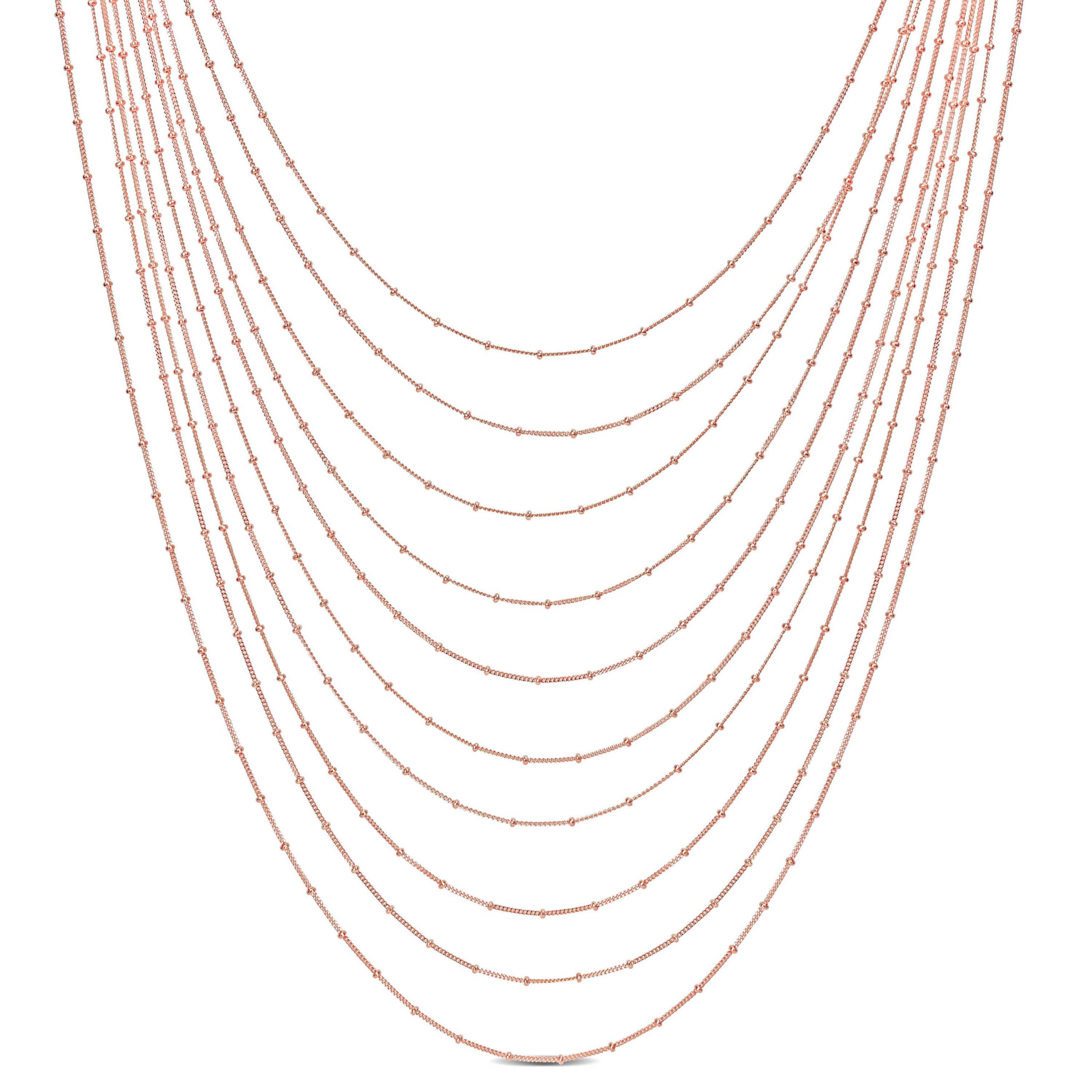 Multi-Strand Chain Necklace in 18k Rose Gold Plated Sterling Silver, 18"