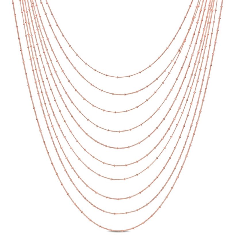 Multi-Strand Chain Necklace in 18k Rose Gold Plated Sterling Silver, 18"
