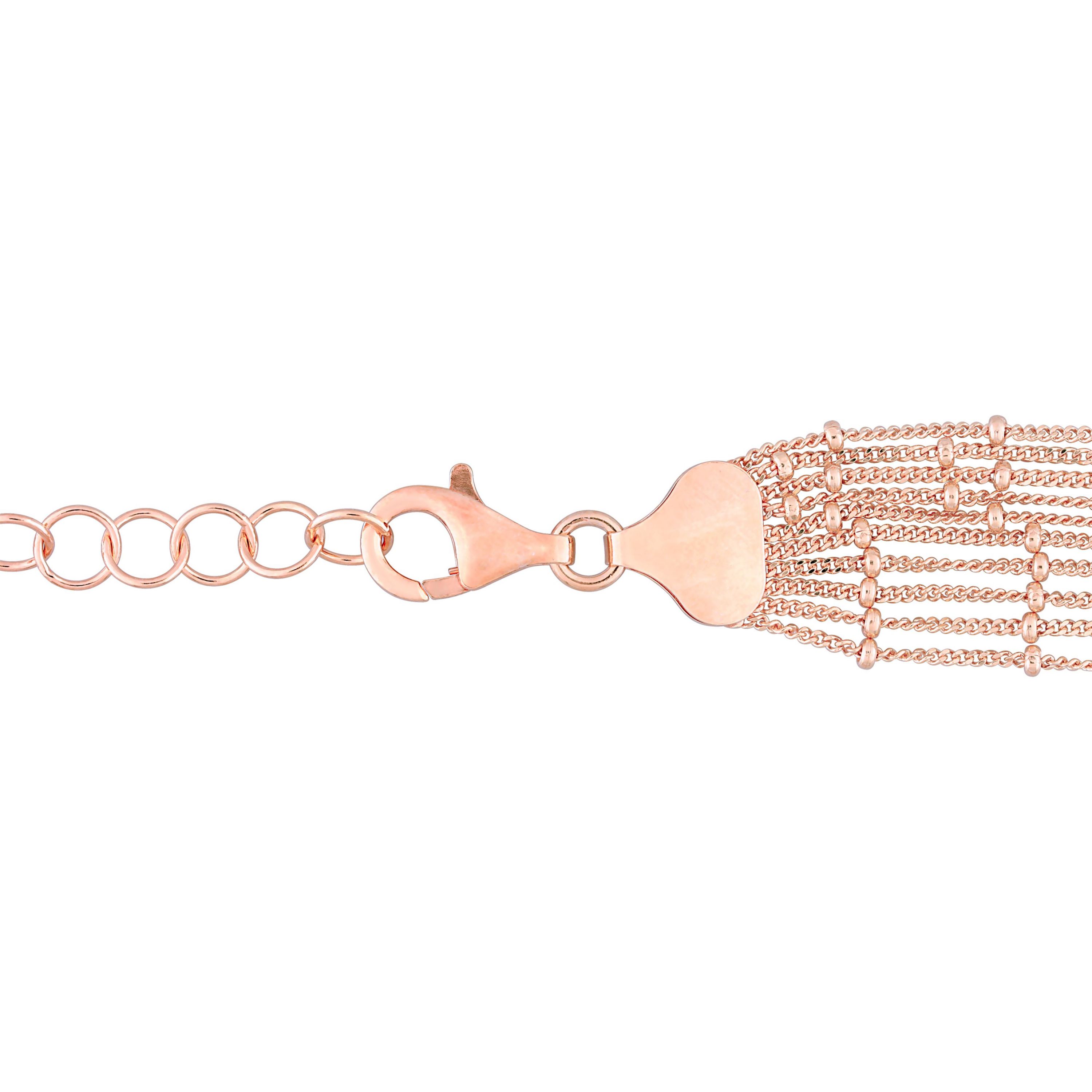 Multi-Strand Chain Necklace in 18k Rose Gold Plated Sterling Silver, 18"
