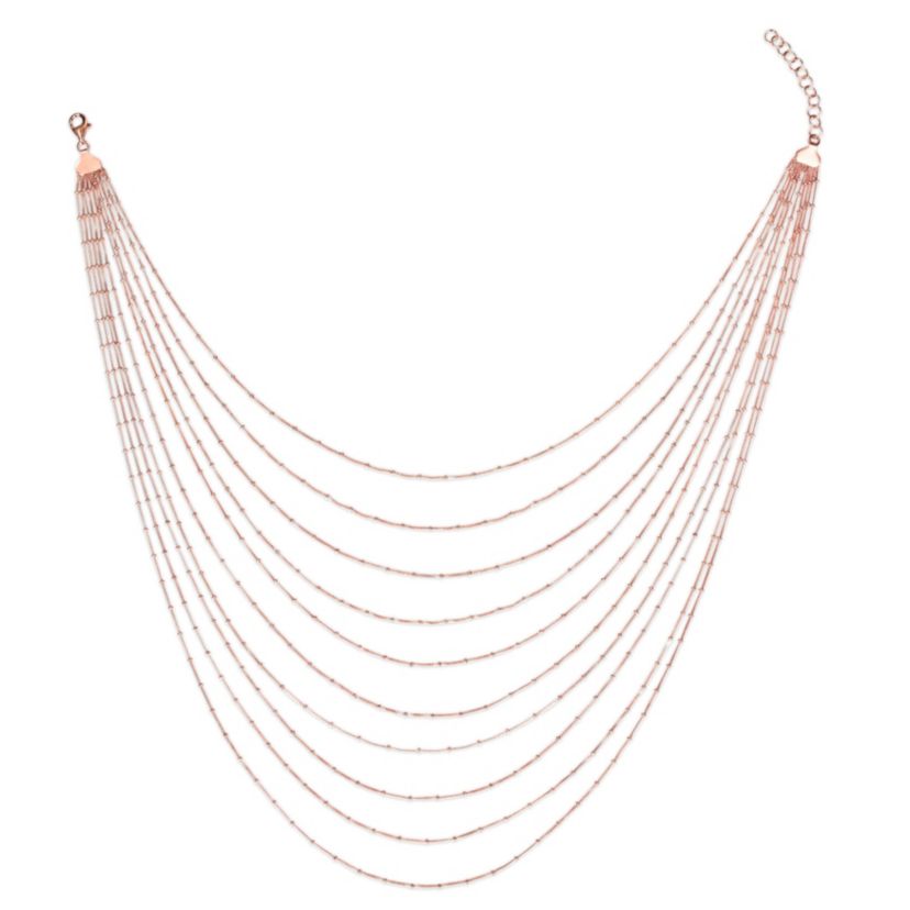 Multi-Strand Chain Necklace in 18k Rose Gold Plated Sterling Silver, 18"