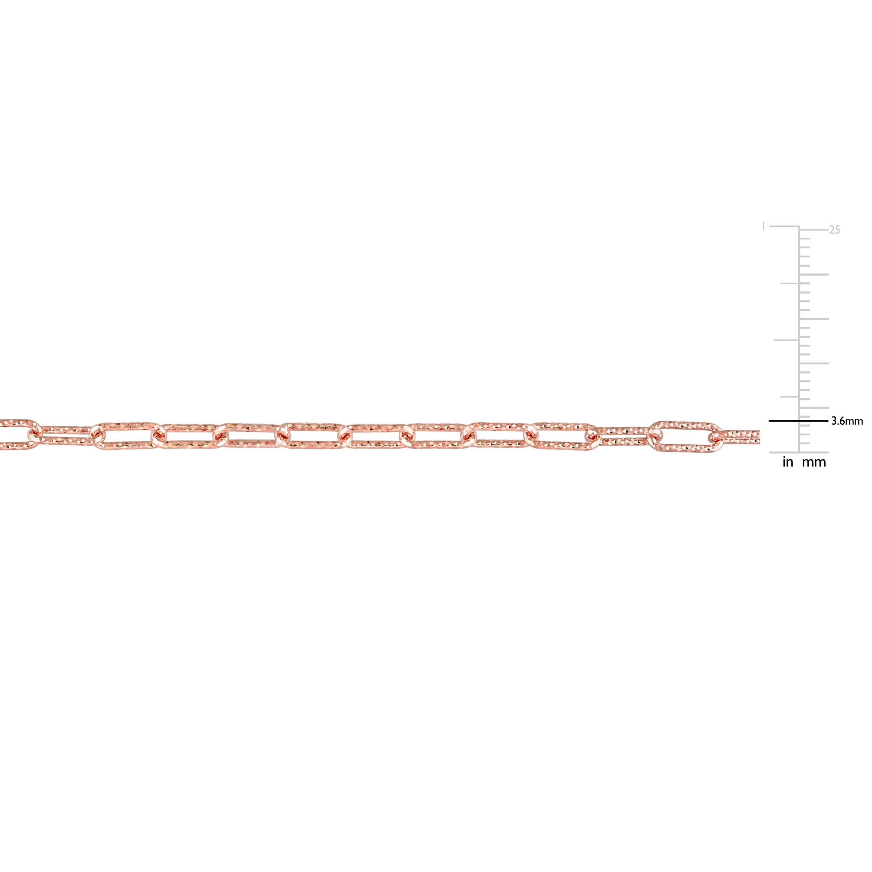 3.5MM Fancy Paper Clip Chain Necklace in 18k Rose Gold Plated Sterling Silver, 16"
