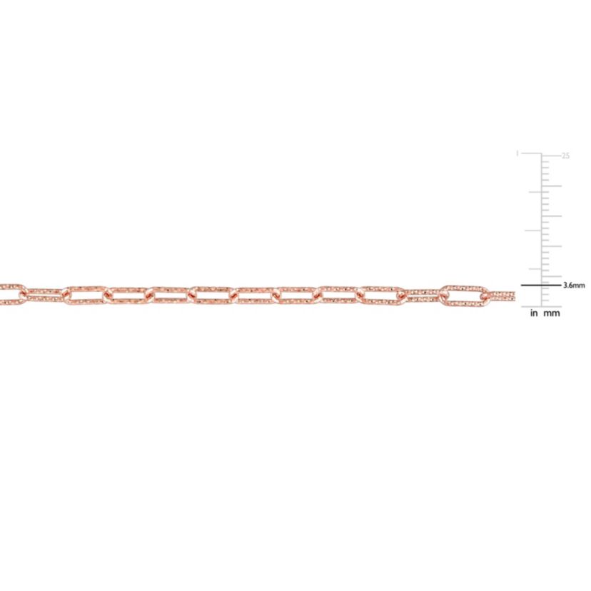 3.5MM Fancy Paper Clip Chain Necklace in 18k Rose Gold Plated Sterling Silver, 16"