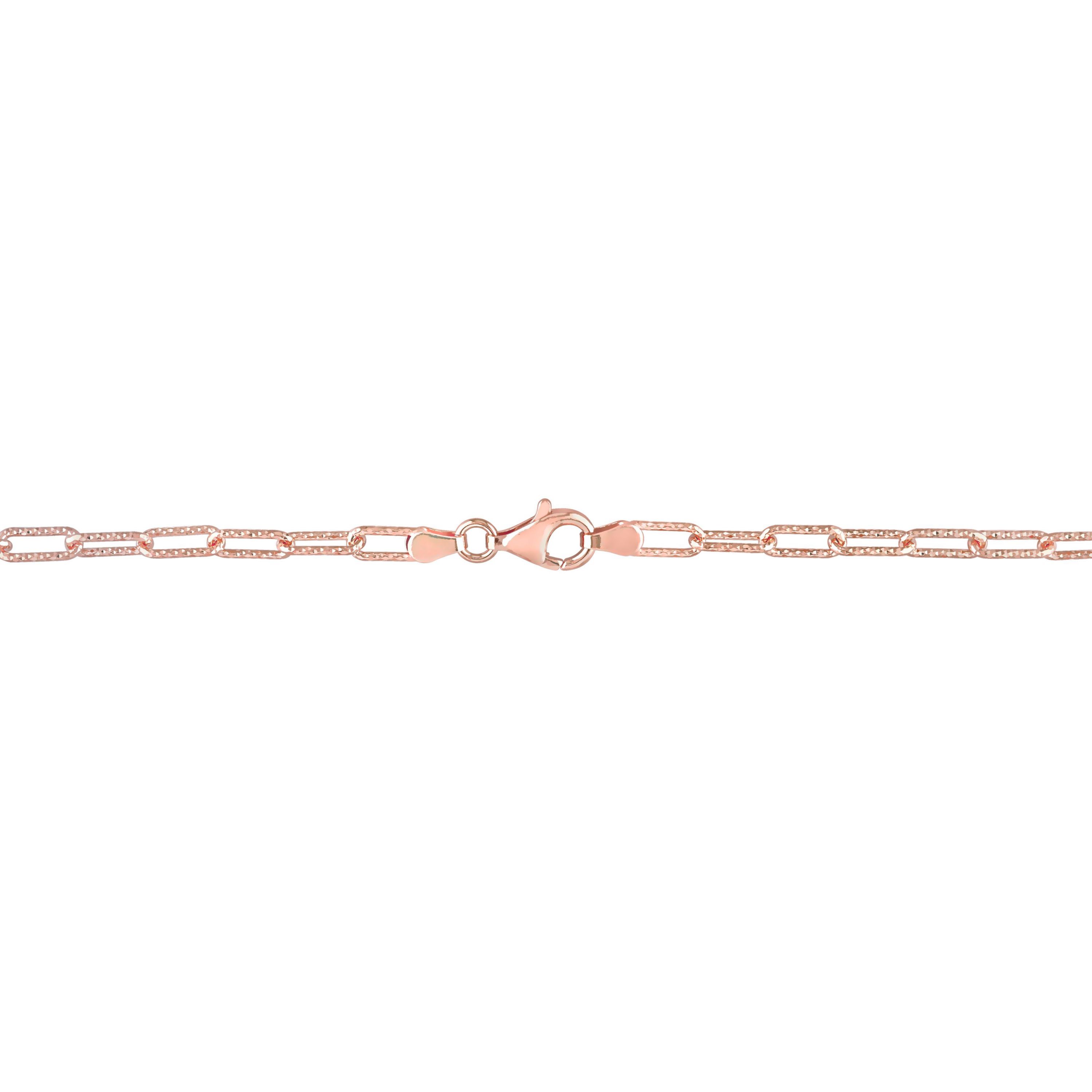 3.5MM Fancy Paper Clip Chain Necklace in 18k Rose Gold Plated Sterling Silver, 16"
