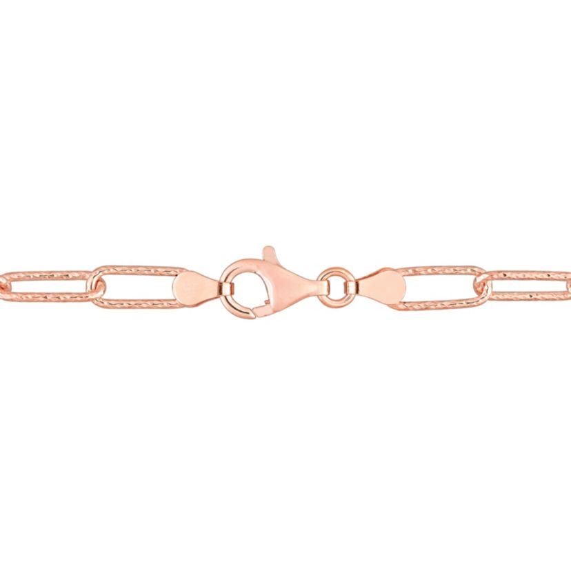 5MM Fancy Paperclip Chain Necklace in 18k Rose Gold Plated Sterling Silver, 24"