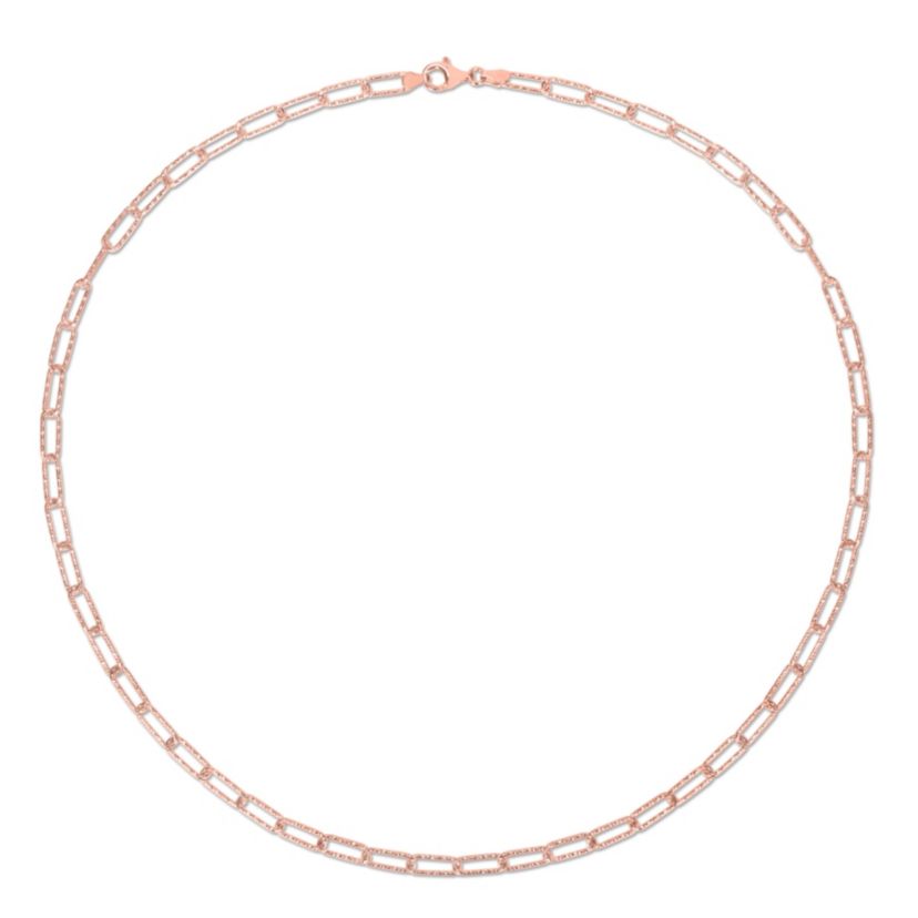 5MM Fancy Paperclip Chain Necklace in 18k Rose Gold Plated Sterling Silver, 24"