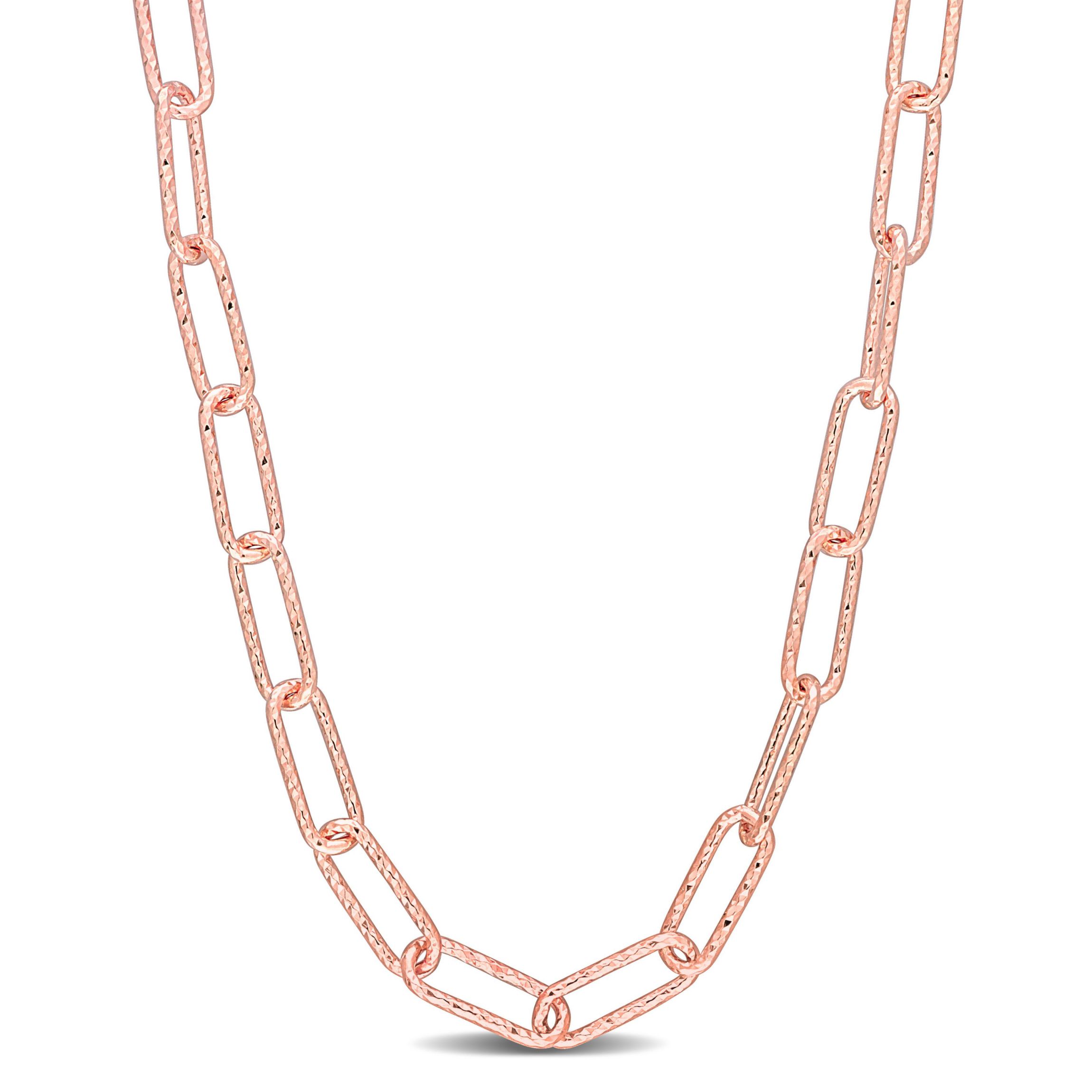 5MM Fancy Paperclip Chain Necklace in 18k Rose Gold Plated Sterling Silver, 32"